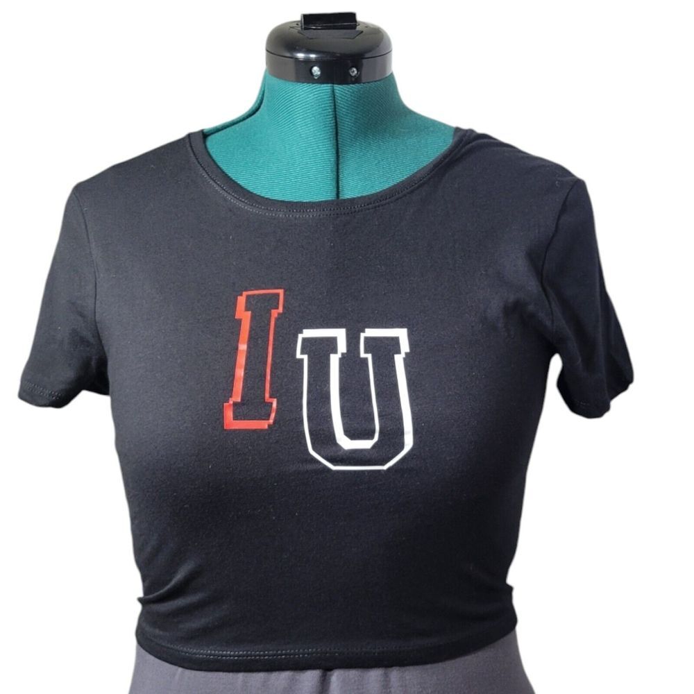 Bella Canvas IU Indiana University Crop‎ Top Women ML Black Cotton Blend Gameday